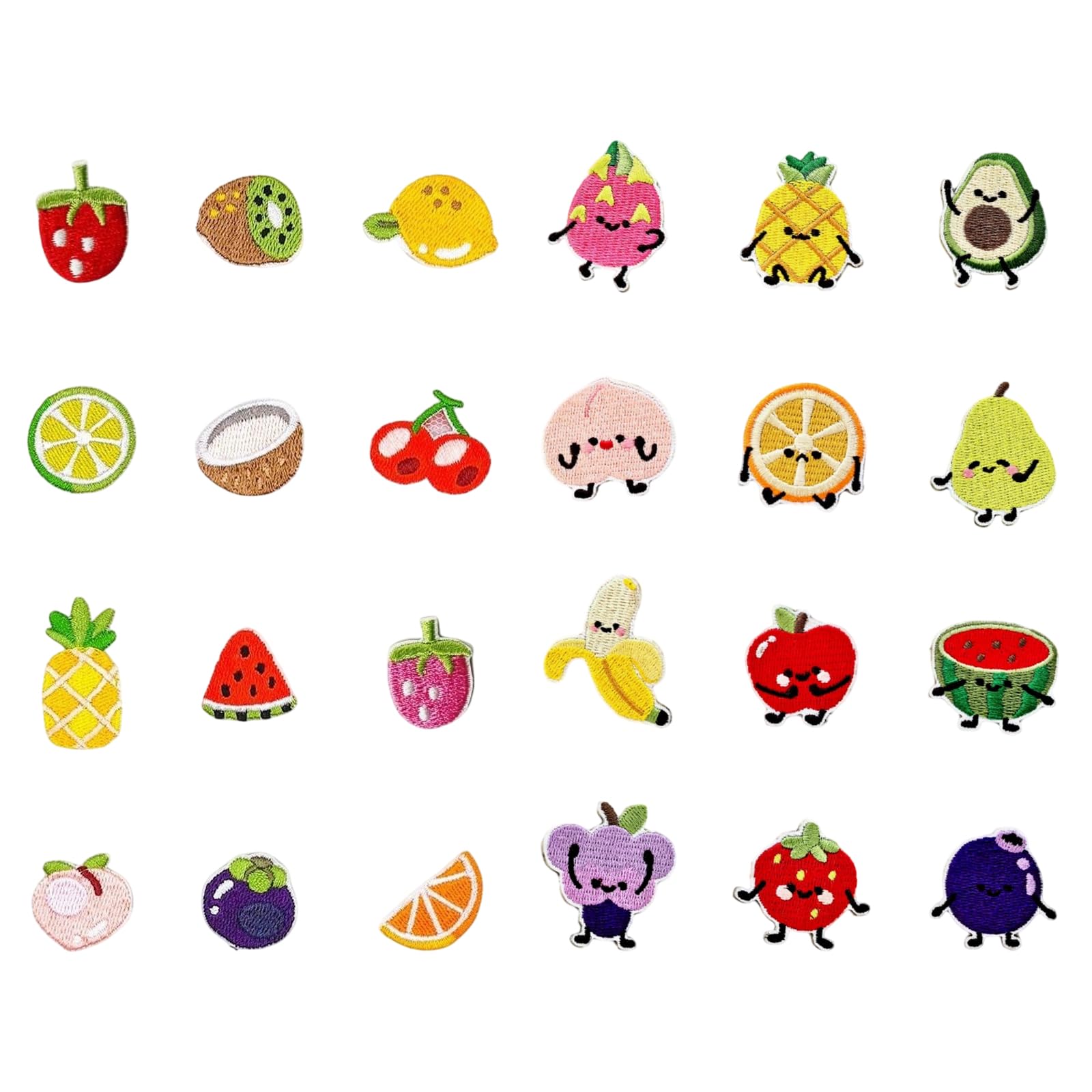 Tapufitil 24 Pieces Fruit Iron-On Patches, Charming Fruit Designs for Fabrics, Kids' Iron-On Patches for Clothing and Bags