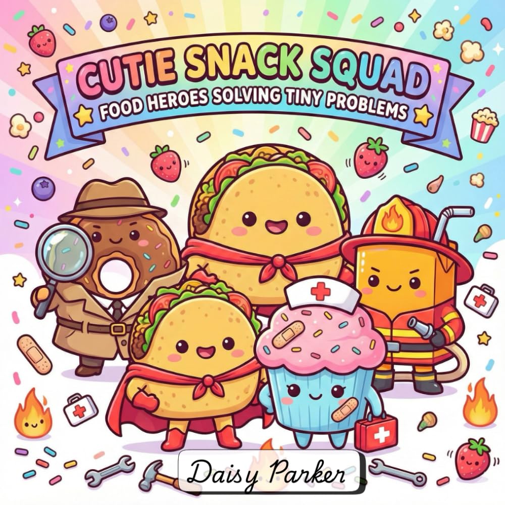 Cutie Snack Squad: Food Heroes Solving Tiny Problems: A Cute & Whimsical Coloring Adventure with Adorable Food Characters