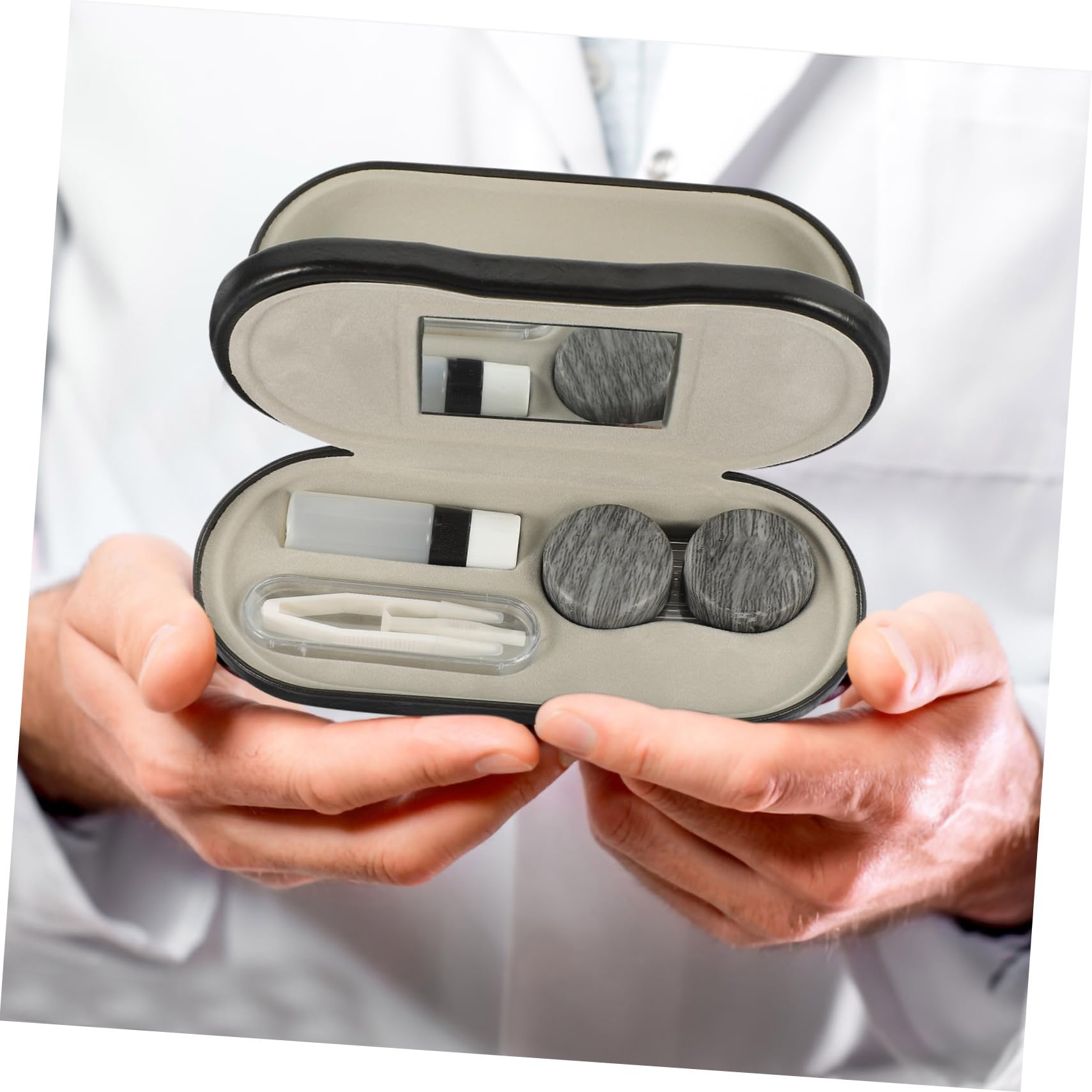 Boîte à Lunettes Protège Lentilles et Lunettes Multifonctionnelle en Cuir Pu Double Couche, Organiseur Portable des Rayures pour Usage Quotidien