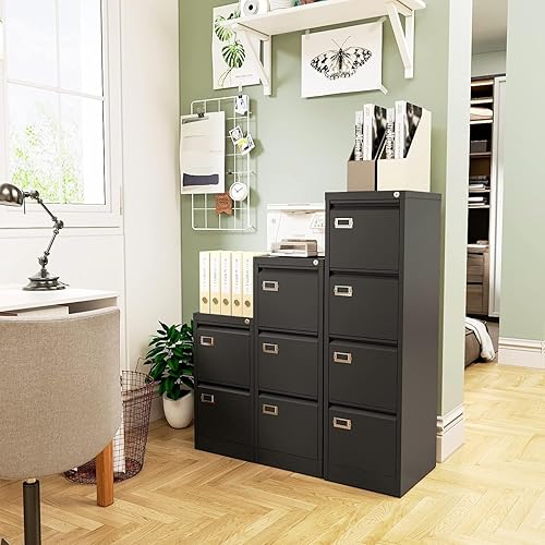 Miniatura 2 de Archivador de 3 cajones para oficina en casa, archivador vertical con cerradura, archivador de metal con bloqueo, archivador pequeño organizador