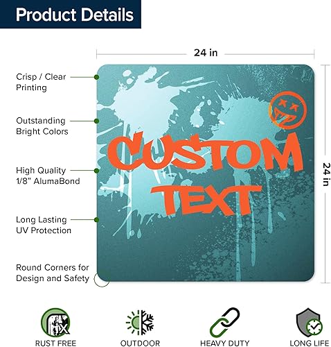 Miniatura 127 de My Sign Center - Letrero personalizado, 11 colores de fuente, 13 estilos de fuente, 4 opciones de agujero, 22 tamaños, 8 x 32 pulgadas, sin óxido,