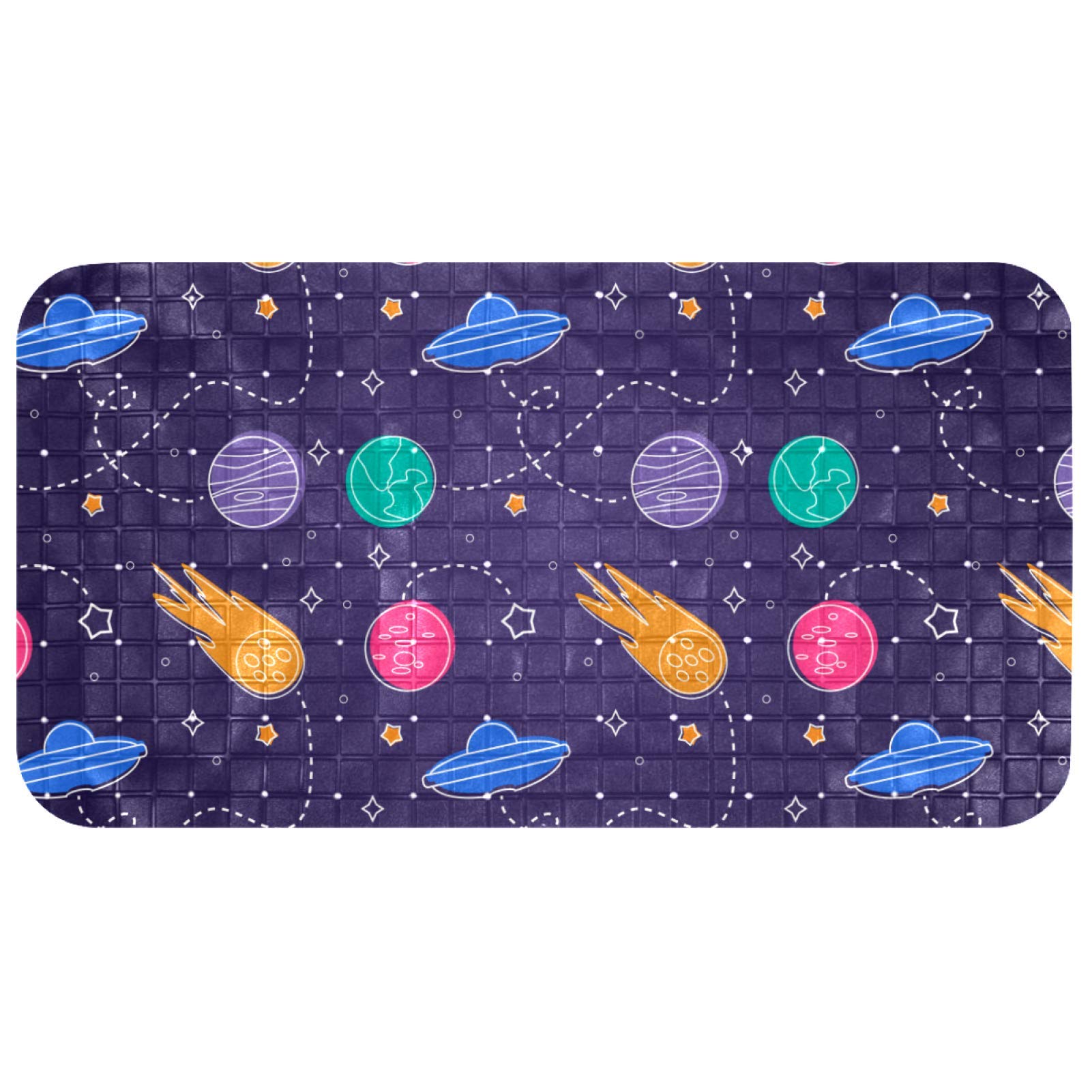 Alfombrilla de baño de secado rápido Bennigiry infantil con planetas de 37,3 x 68,3 cm