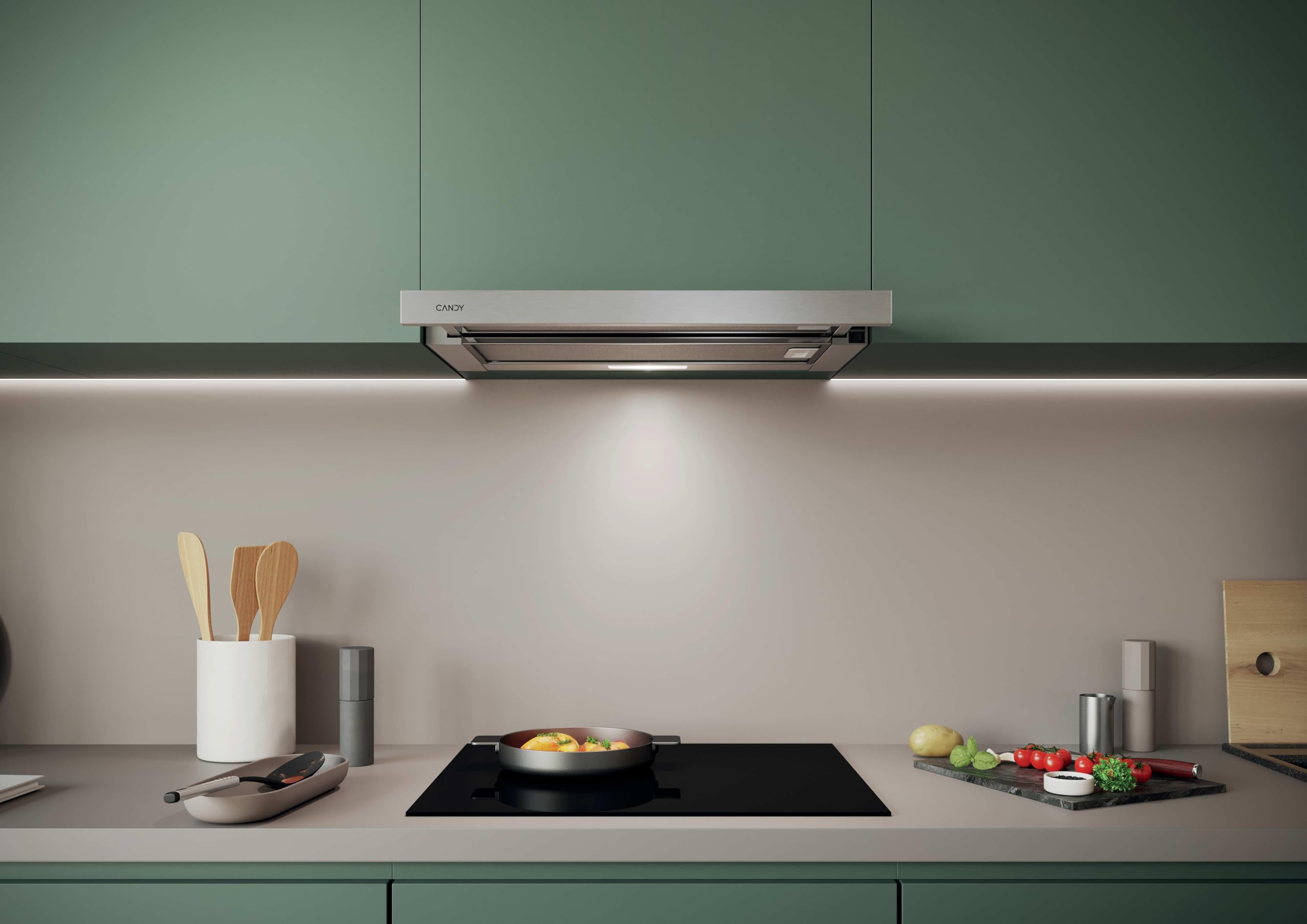 Candy CBT6RIG, cappa aspirante 60 cm, 2 livelli di potenza, 319 m3/h, valvola antiretorno, filtri in alluminio antigrasso e filtri al carbonio inclusi, illuminazione a LED, 63DB, inox