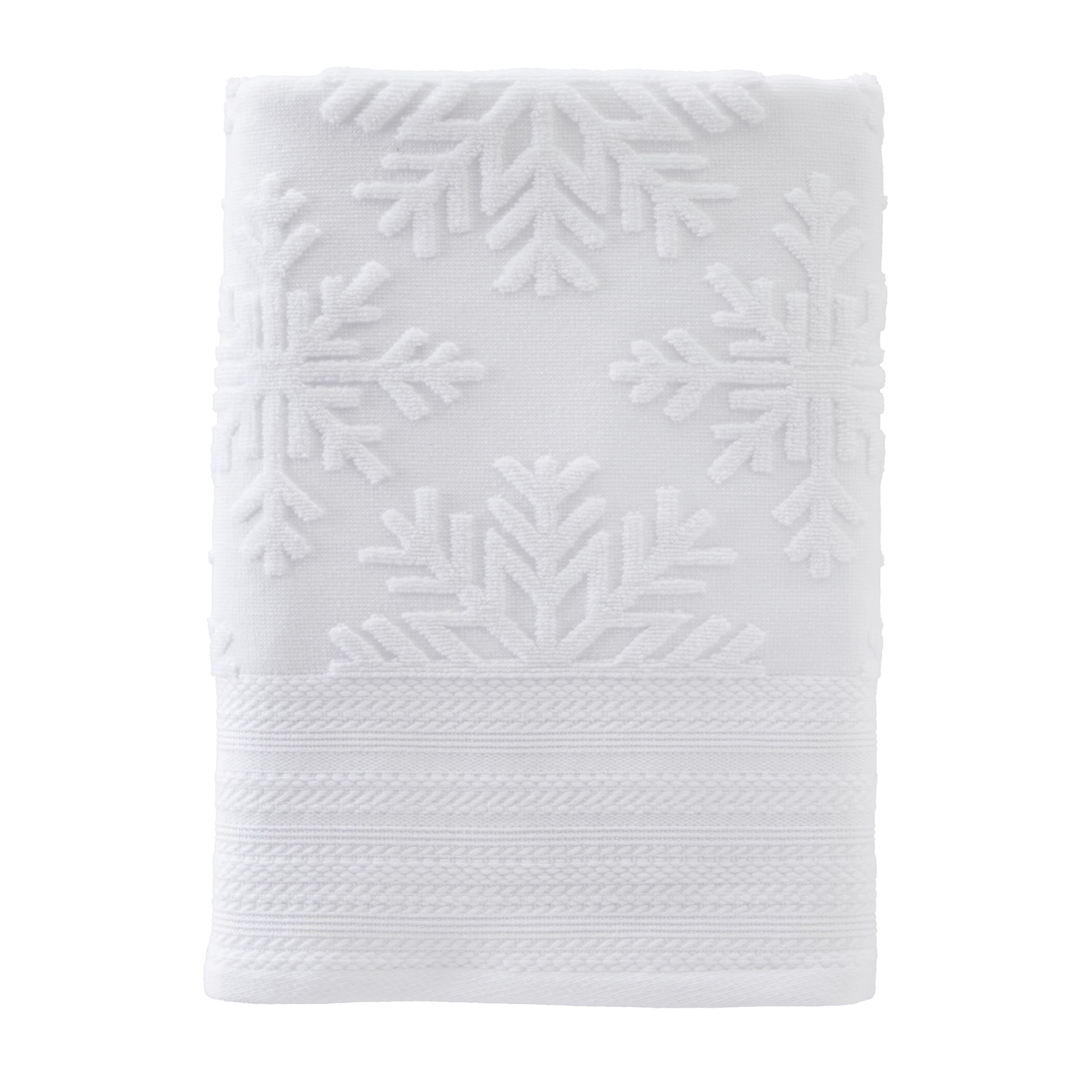 SKL Home Christmas/Winter/Gift Subtle Snowflakes Bath Towel, White