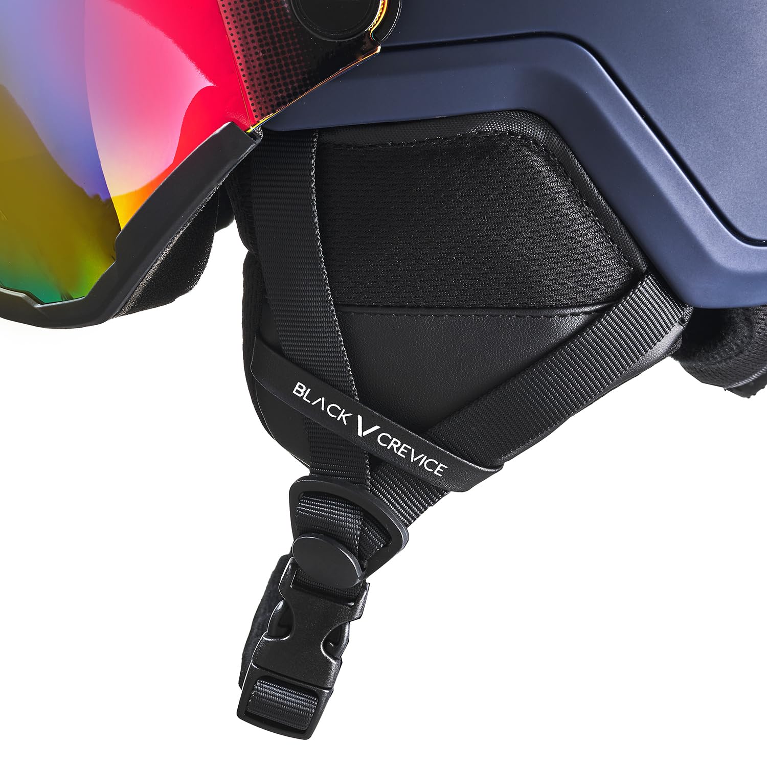 BLACK CREVICE Davos Kask narciarski z wizjerem, regulowany kask narciarski dla mężczyzn i kobiet, kask narciarski z uchwytem na latarkę czołową/okulary, kask narciarski i snowboardowy z pokrowcem