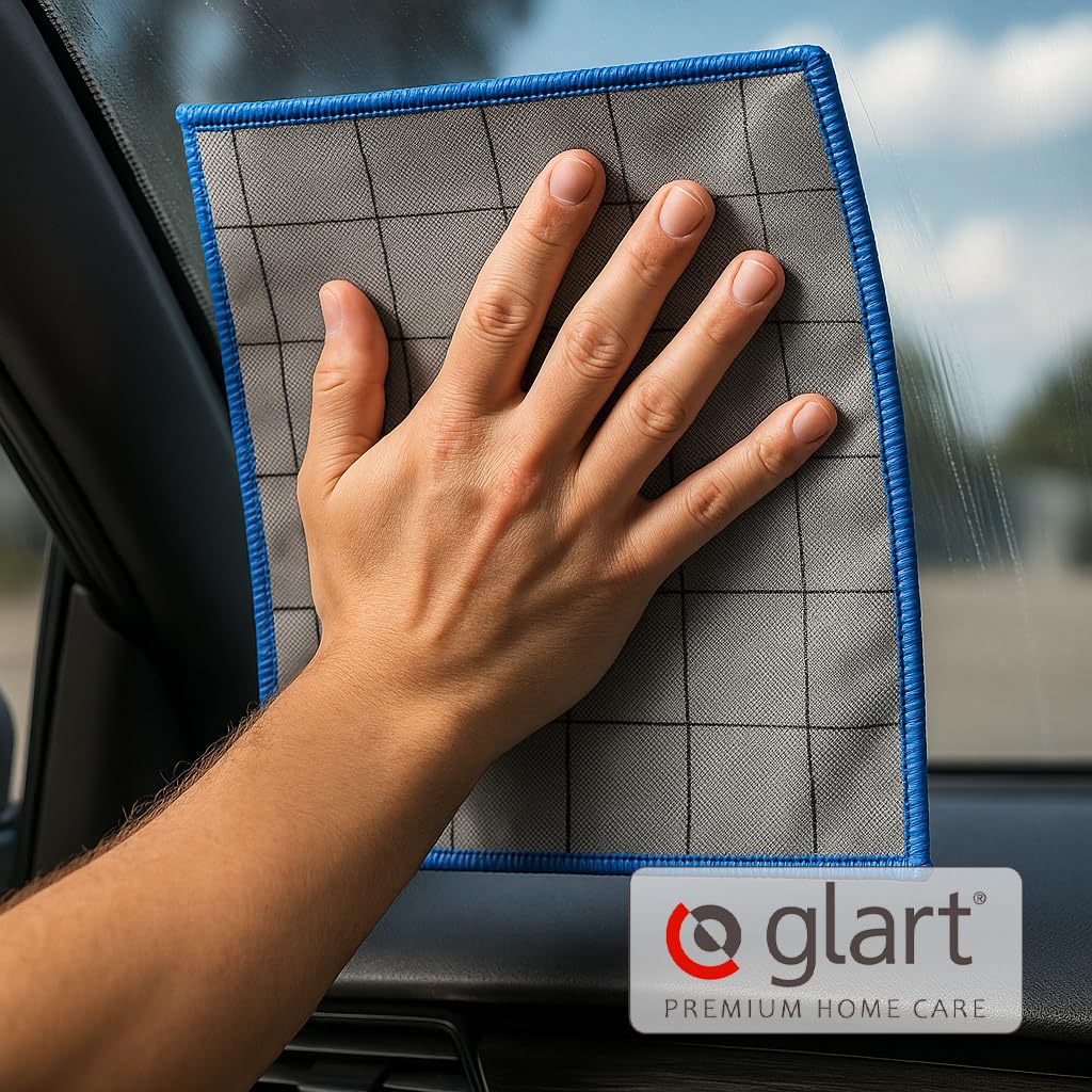 Glart 44C4R - 4 panni in carbonio, per la pulizia delle finestre, in carbonio, per auto, in microfibra, senza strisce e strisce, senza pelucchi, 50 x 40 cm, 400 g/m²