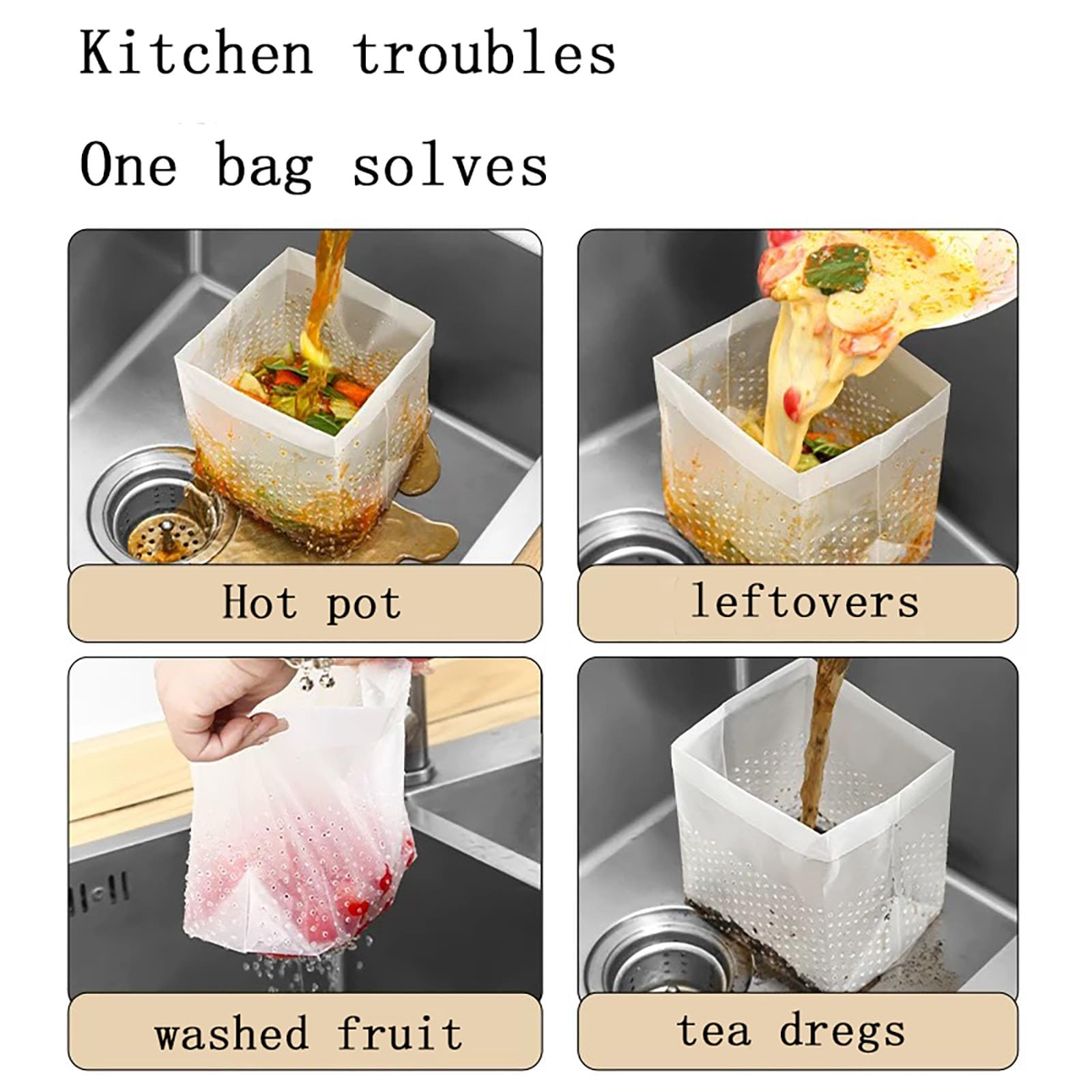 Bolsas coladoras para fregadero, bolsas de red para filtro de drenaje de fregadero de cocina para una recogida eficaz de residuos en fregaderos de cocina y baño, fundas de drenaje reutilizables y