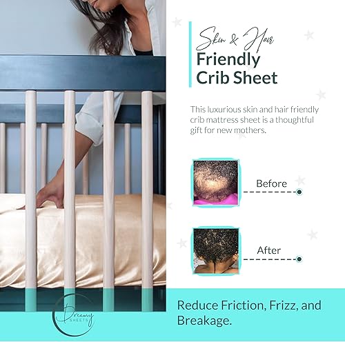 Miniatura 4 de Paquete de sábanas de colchón para cuna de bebé, colección sedosa para dulces sueños, sábanas de satén de tamaño estándar en gris y beige, juego de
