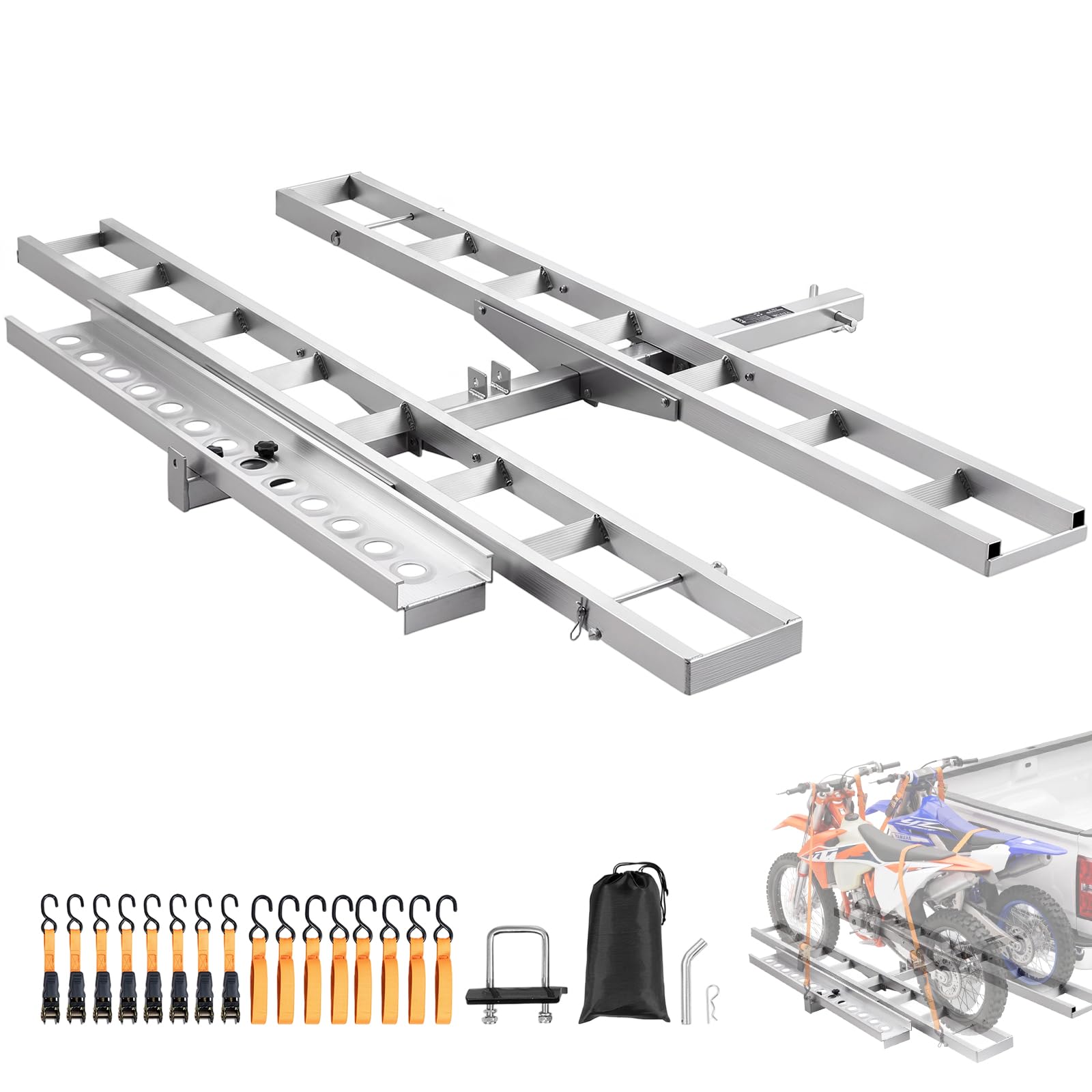 VEVOR Motorcycle Carrier, 600 LBS Aluminum Motorcycle Carrier Hitch Mount