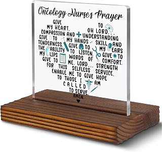 Oncology Nurse Prayer Desk Decor Sign, Inspirational Christian Gift for Cancer Care Nurses, Faith-Based Prayer Plaque for Hospital Office, Graduation or Nurse Appreciation Week Gift EC236
