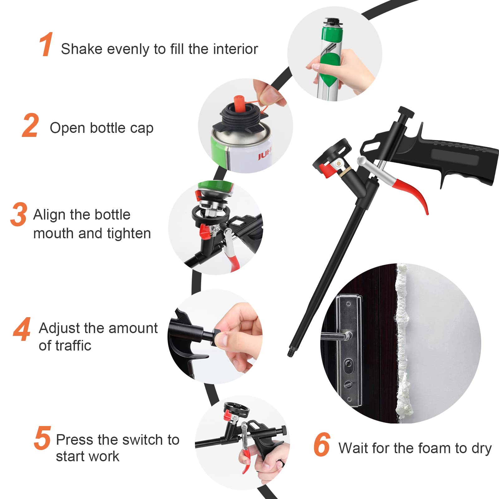 Pistola Schiuma Poliuretanica Professionale - Con Ugello PTFE Per Applicazione Precisa - Foto 7