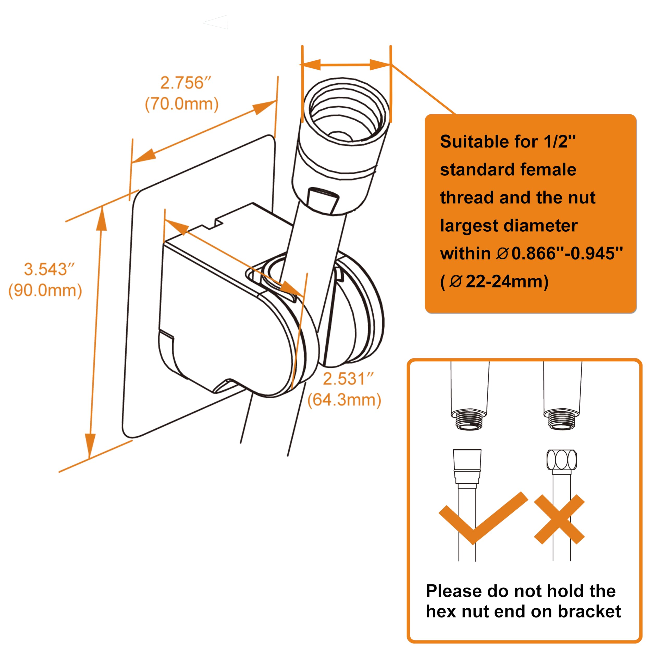HOMEWELL 2 Pack No Drill Wall Mounted Shower Bracket, Chrome Finish, ABS Material, Adjustable Angle, Suitable for Smooth Surfaces - Image 4