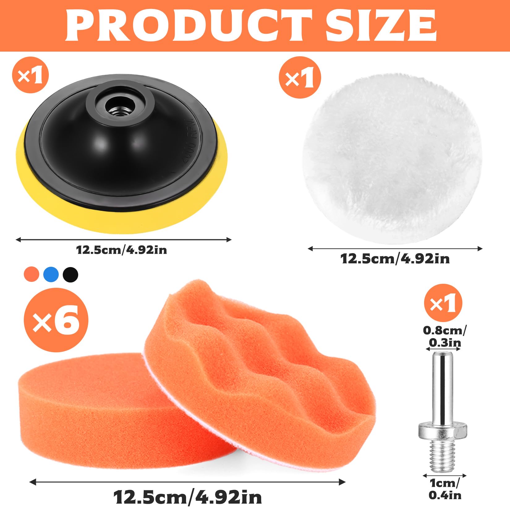 9 sztuk nasadek do polerowania wkrętarek akumulatorowych, 127 mm, gąbki polerskie, podkładki polerskie, do wkrętarki