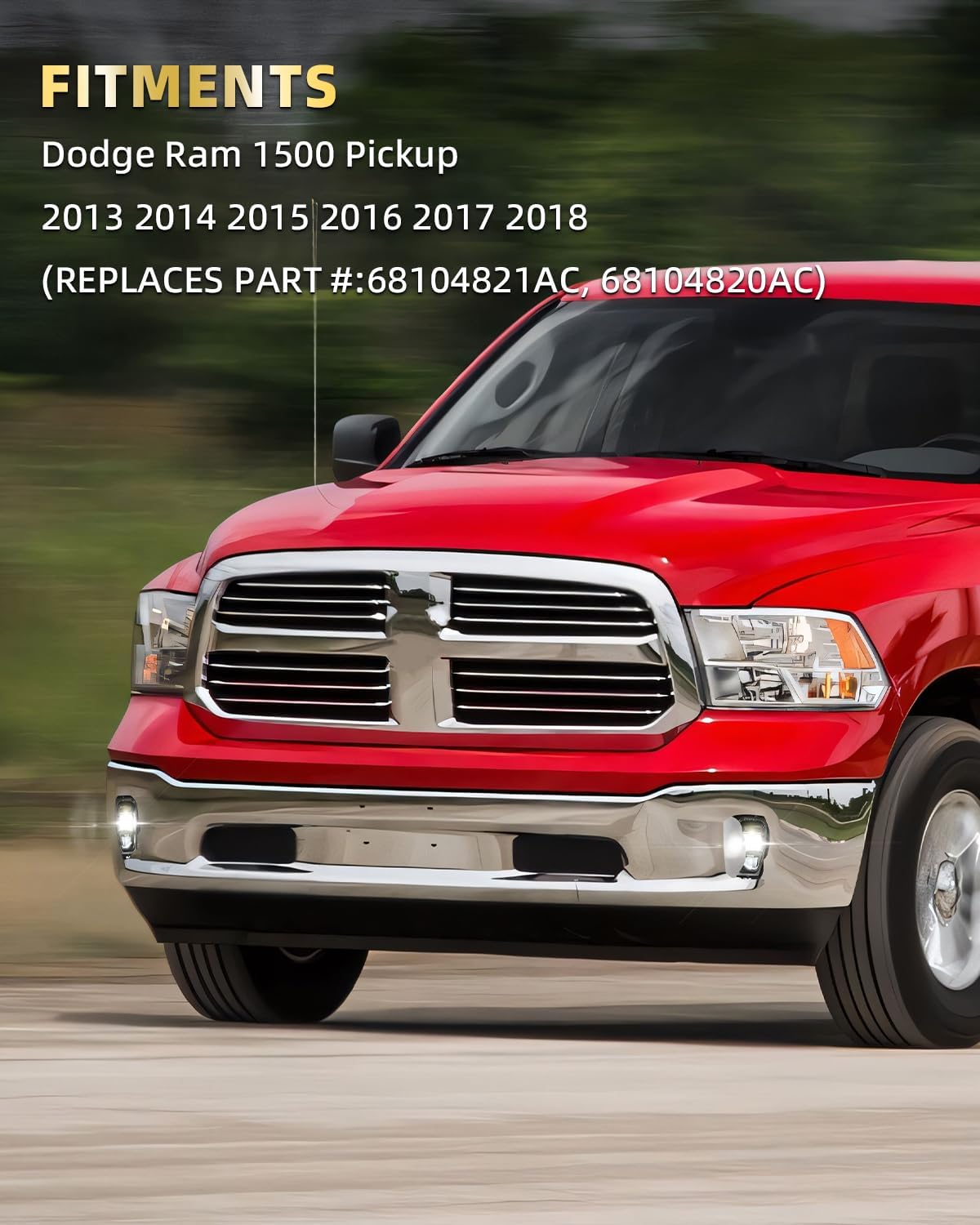 LED Fog Lights Bumper Driving Fog Lamps Compatible with Dodge Ram 1500 2013 2014 2015 2016 2017 2018, 1 Pair (Black)