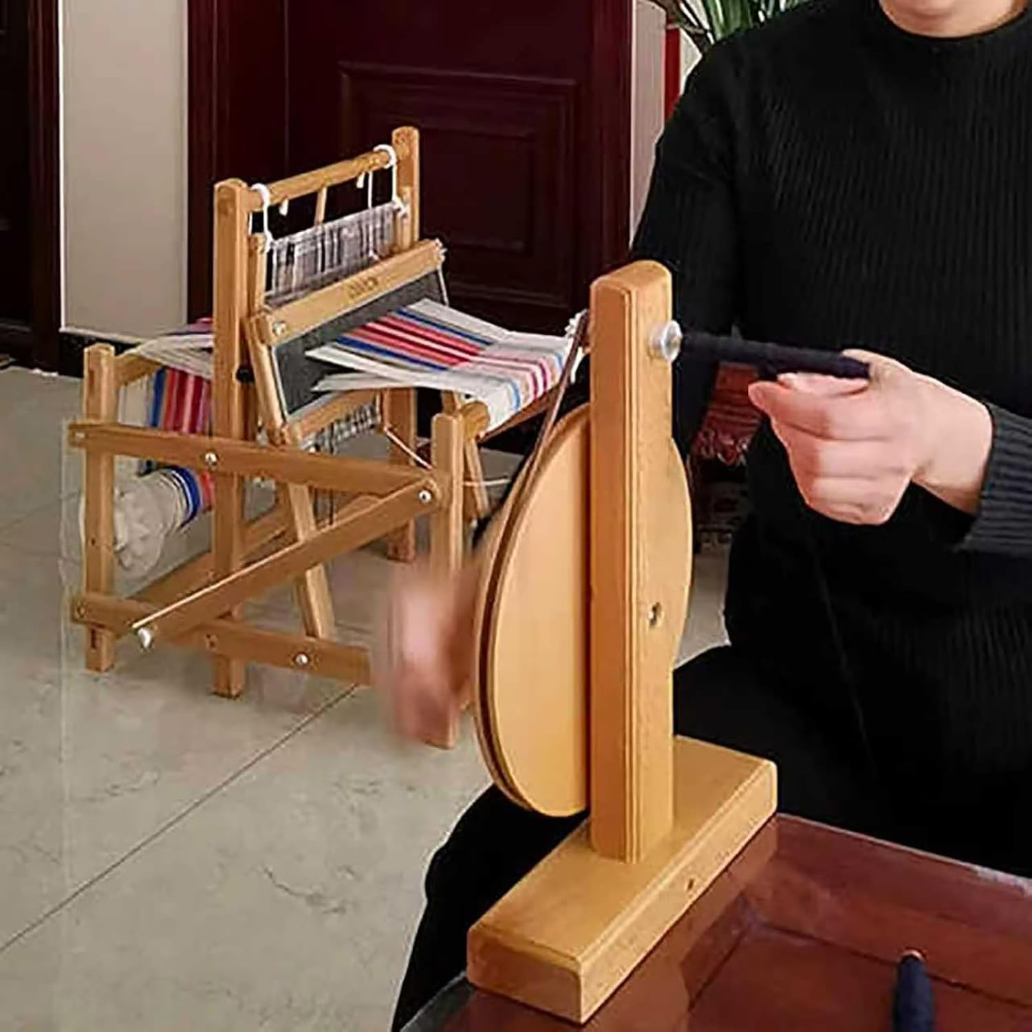 COYEUX Wooden Hand Winding Machine, Yarn Ball Winder, Sewing Spindle Thread Holder, for Bobbin Inner Diameter 5-7mm, for Spinning Wool, Cotton, Silk, Wool Thread, The Helper for Knitting Enthusiast
