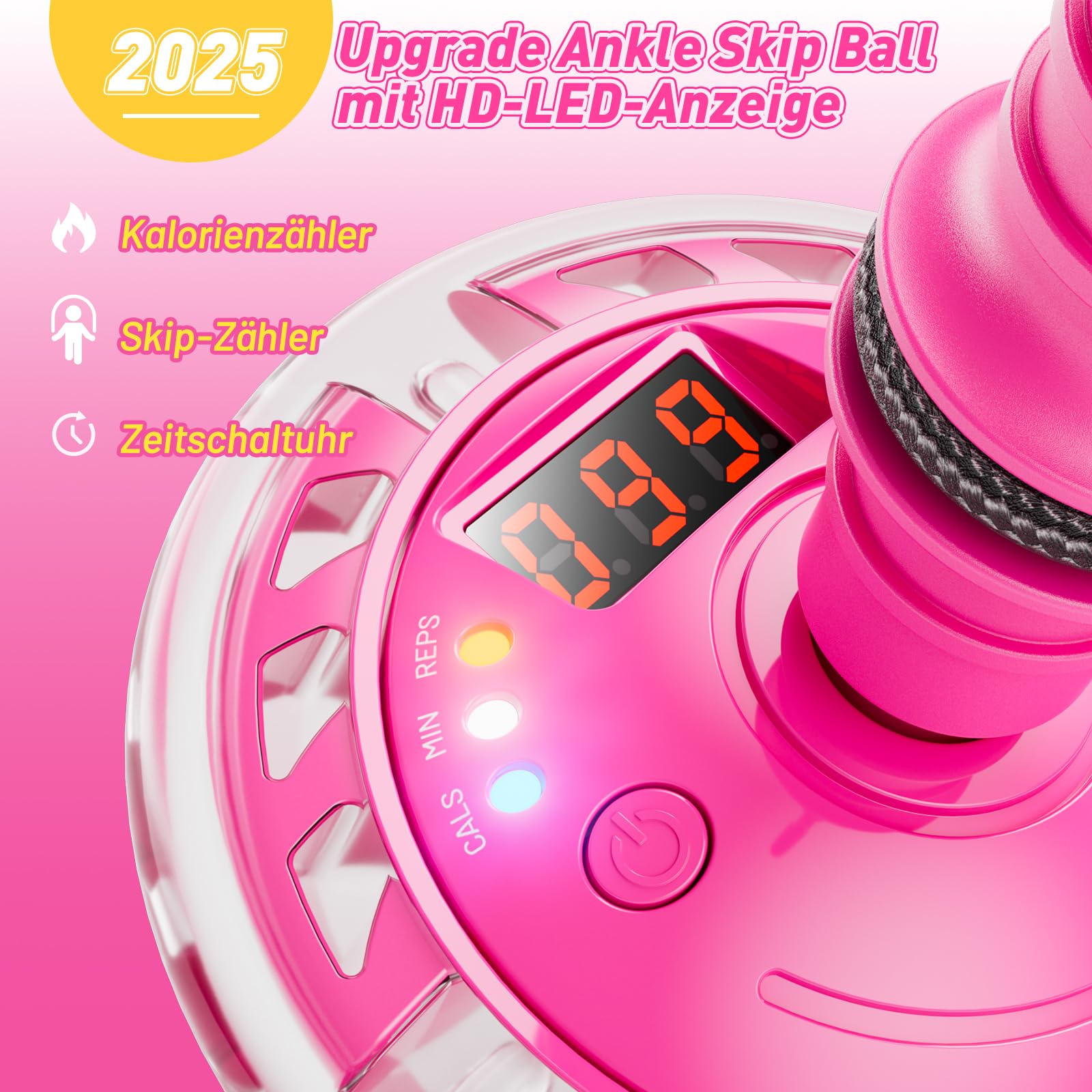 Hot Bee Bambini Anello Saltellante Luminoso con Contatore, Timer, Contatore di Calorie, Giocattolo Regalo per Ragazze 6 7 8 9 10 11 Anni, Ruota Oscillante Ricaricabile, Natale, Compleanno Rosa