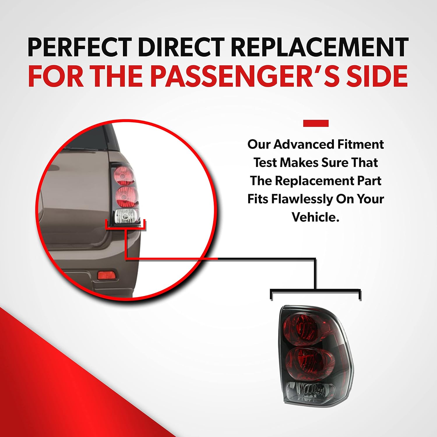 Tail Light For 2002 2003 2004 2005 2006 2007 2008 Chevy Trailblazer - Passenger Side of Trailblazer Tail Lights - With Bulb, Lens, Housing - For Trailblazer Base LS LT LTZ EXT North Face SS