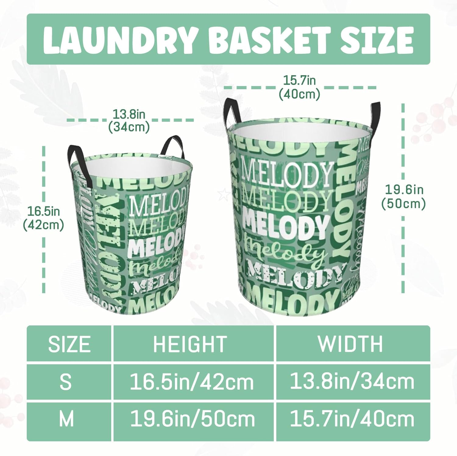 Custom Laundry Baskets for Girls Boys, Personalized Baby Hamper Nursery with Name Storage Basket for Bathroom Bedrooms Dirty Clothes-(Medium, Green)