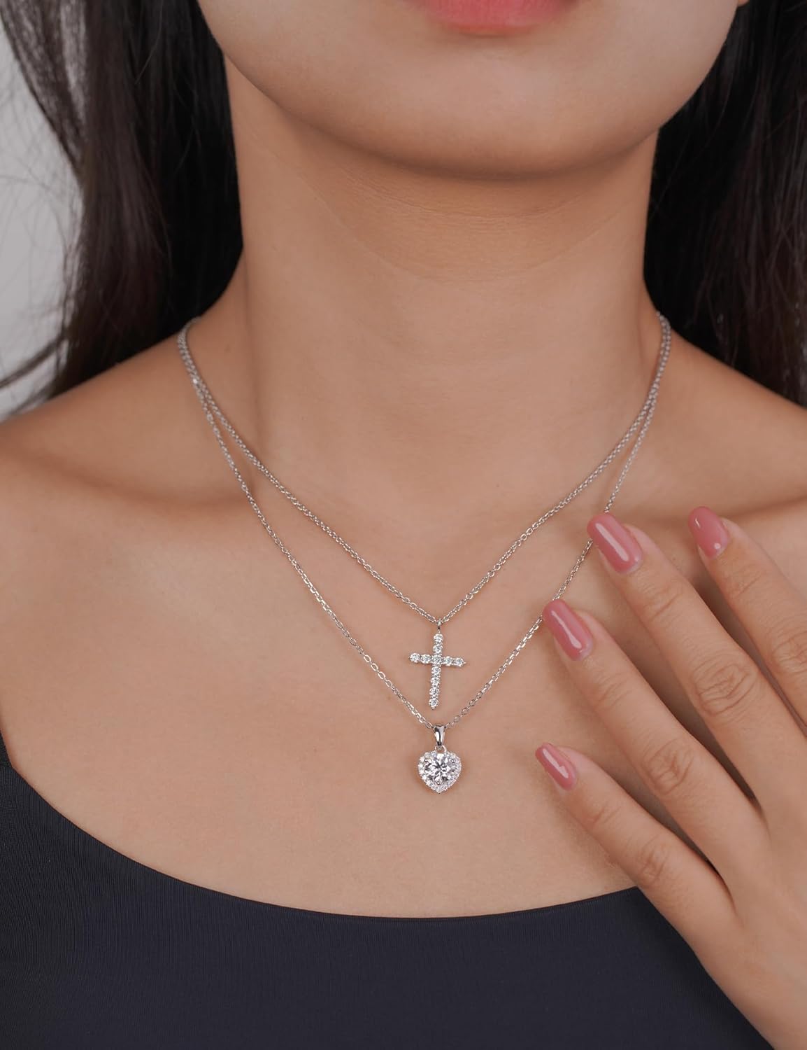 IMOLOVE Moissanite Solitaire Pendant Necklaces for Women Sterling Silver with 18K White Gold Plated 1-3 Carat D Color VVS1 Clarity Mossanite Jewelry for Women - Image 4