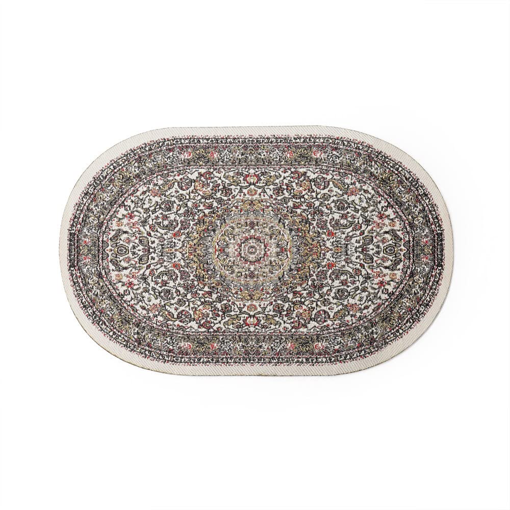 Odoria 1/12 Scale Dolls House Miniature Oval Carpet Rug Dollhouse Accessories, Gray
