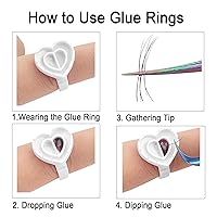 Vista 3 de Blossom - 300 vasos de pegamento con forma de corazón para suministros de extensión de pestañas, soporte para pegamento de pestañas en abanico