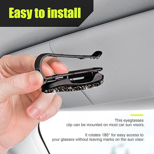 Miniatura 9 de 2 soportes brillantes para lentes de sol para visera solar de automóvil, soporte de cristal con clip para tarjeta de boleto, accesorios de