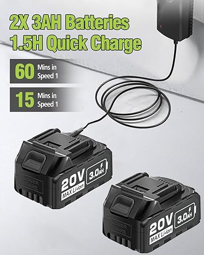 Miniatura 4 de Lavadora a presión inalámbrica portátil con adaptador de grifo, paquete de 2 baterías de 1200 PSI, lavadora inalámbrica a pilas con boquilla 6 en 1,