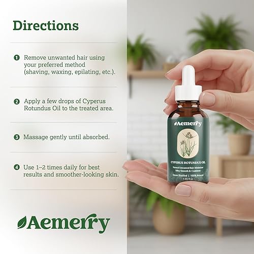 Miniatura 7 de Aceite Cyperus Rotundus Aceite natural de Cyperus Rotundus para depilación, suero inhibidor puro del cabello, ralentiza y reduce el recrecimiento