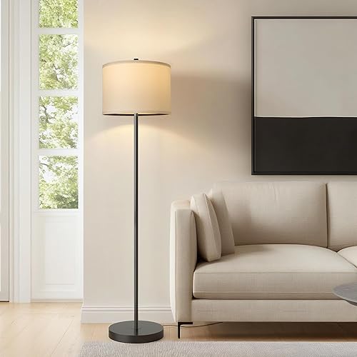 Miniatura 5 de Oneach Lámpara de pie industrial de granja de 61 pulgadas para sala de estar, lámpara de pie rústica para sala de estar, dormitorio, lámparas altas