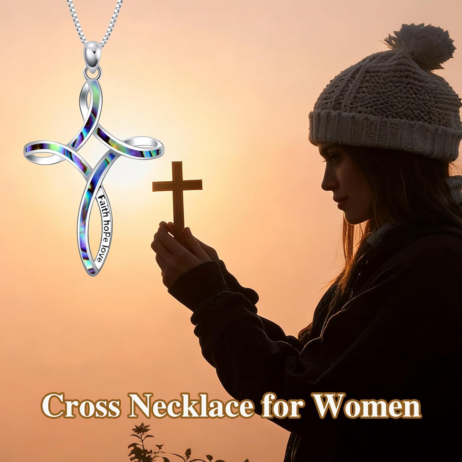 WINNICACA Opal Cross Necklace for Women, 925 Sterling Silver Cross Pendant Necklaces Celtic Knot Blue White Opal Jewelry Confirmation Gifts for Women Her Wife Mom Daughter Birthday Valentines Day Gift - Image 2