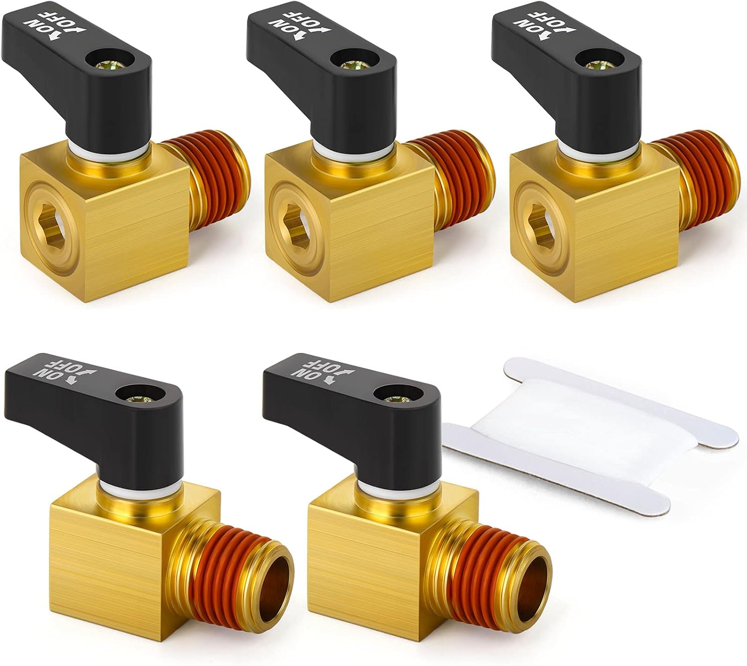 TAISHER 5PCS Brass Drain Cock Ball Valve Air Compressor Accessories 1/4" NPT Male