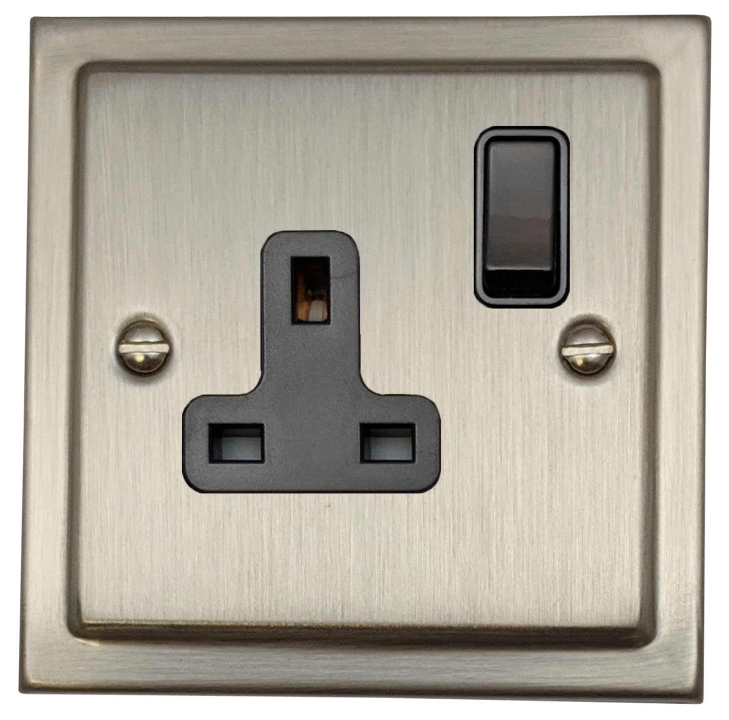 Satin Nickel Socket (Single Socket/Black Switch) - TSN9B