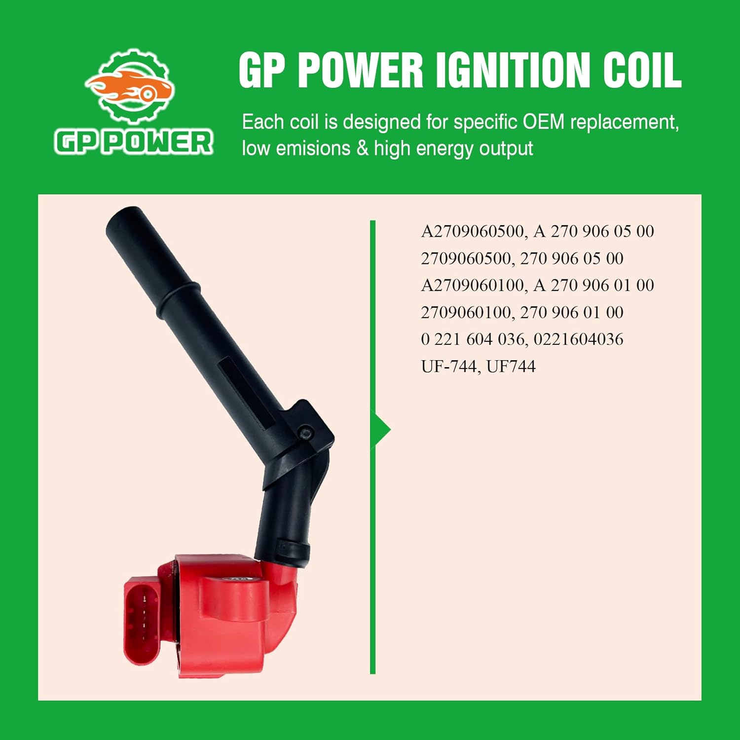 Ignition Coil A2709060500 A2709060100 UF744 0221604036 Set Of 1 Compatible with Mercedes-Benz GLA200 A180 A200 B180 B200 CLA180 1.6T 2.0T M270 W176 W246 S205 C117