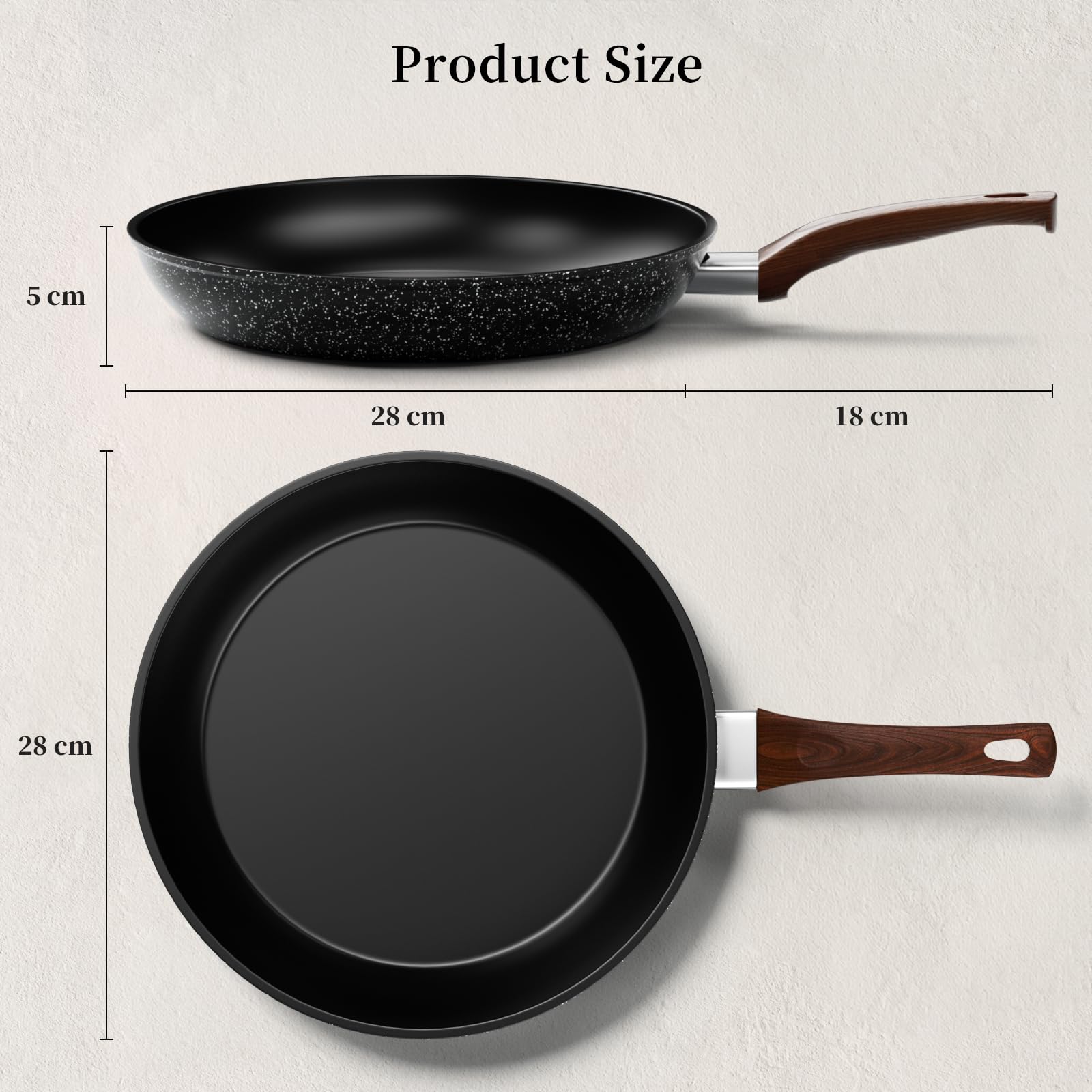 Innerwell Sartén antiadherente 24 cm, Sartenes induccion, Granito revestimiento antiadherentes Profesional, Ceramica Sartén Tortillas, sin PFOA, sin toxicos, apta Horno, Lavavajillas, Rosa — view 33