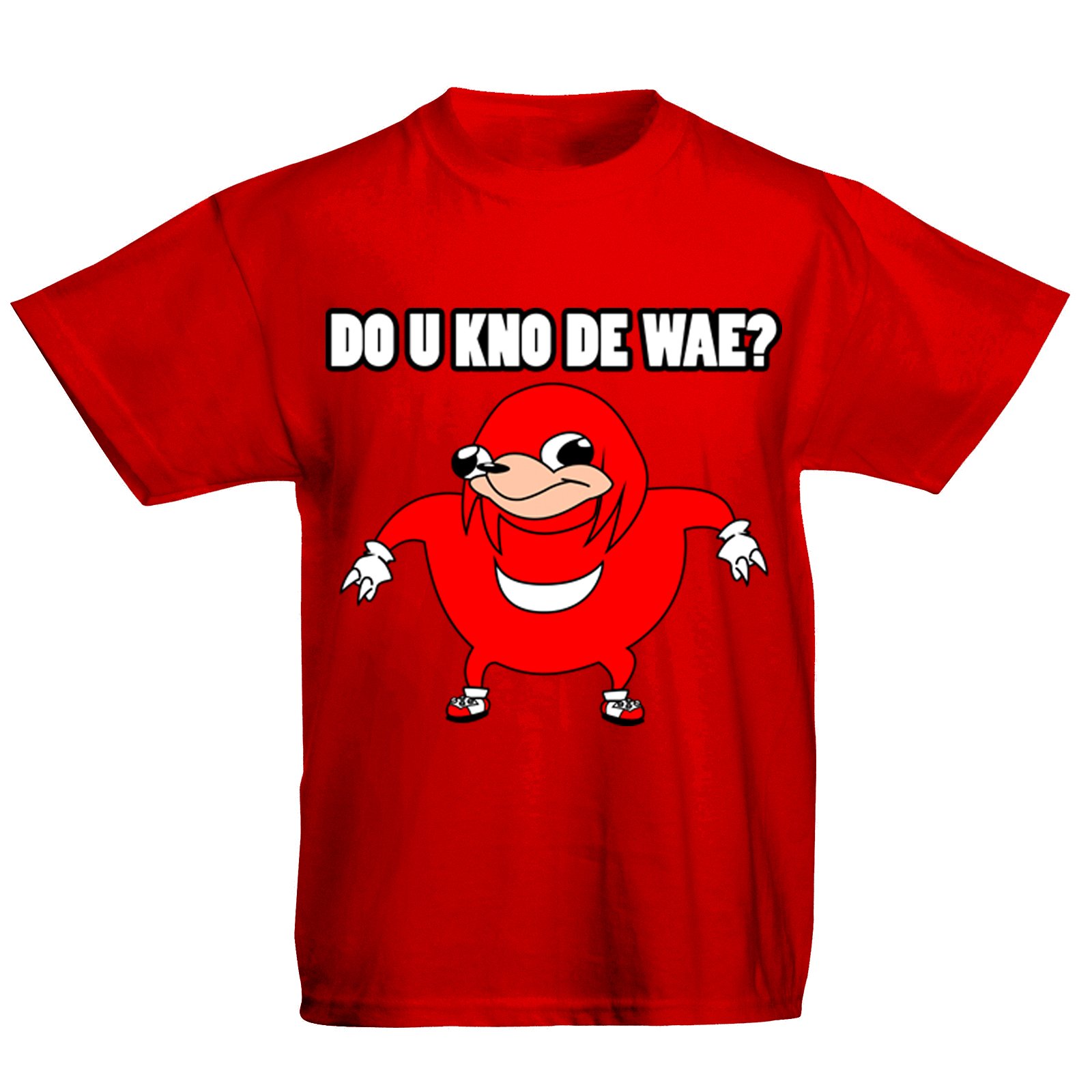 Flip Youth Kids Childrens T-Shirt Ugandan Knuckles Meme Do U Kno De Wae ? Red 9-11 Years (L)