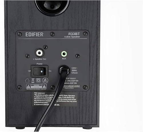 Miniatura 3 de Edifier R33BT - Altavoces de computadora Bluetooth activos - Altavoz de estantería 2.0 - Monitor de estudio alimentado, negro, par