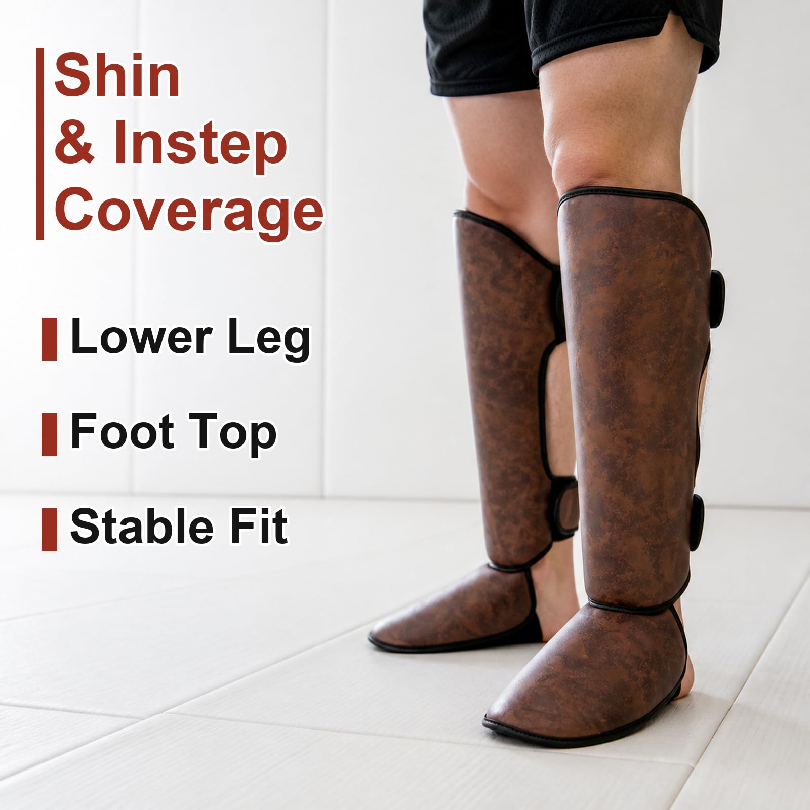 Piedi Protezione Shin Guard,Parastinchi Piedi Protezione Shin Guard,Parastinchi per Arti Marziali,vestibilità Sicura,Comodo,Traspirante,per Boxe,Muay Thai,Sport da Combattimento