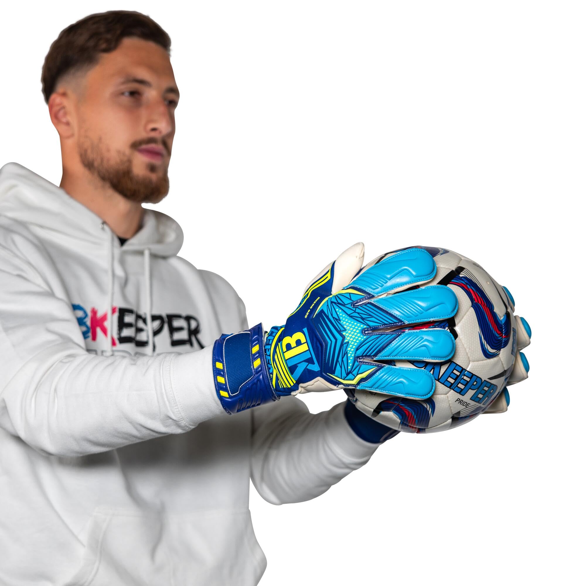 Gants de Gardien ANZAR #25, Bleu, Coupe Hybride, pour Adultes, Mousse Professional Next