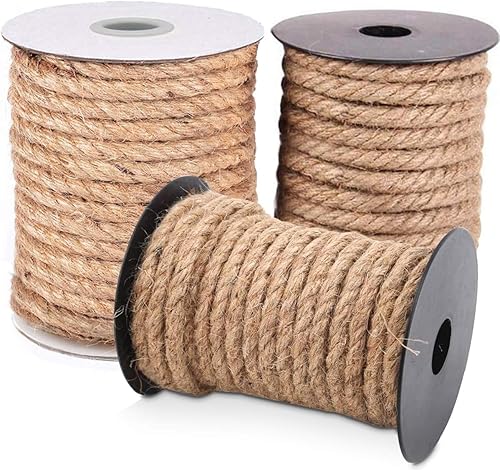 Miniatura 2 de Cuerda de yute de 0.394 in de yute natural, cuerda de arpillera de yute natural, cuerda de arpillera de 100 pies, cuerda para manualidades