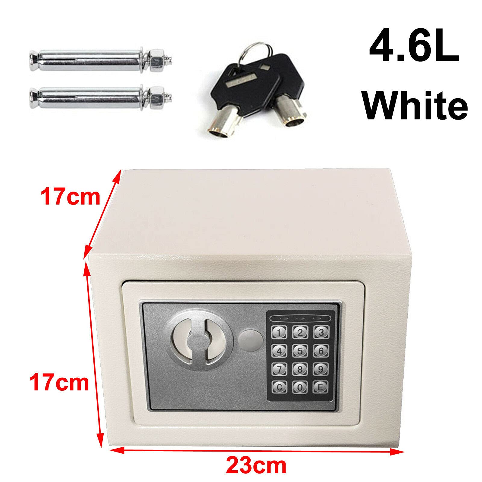 Cassaforte Digitale Elettronica Impermeabile E Ignifuga in Acciaio Massiccio con Tastiera Digitale per La Sicurezza di Casa E Ufficio/Nera/Cassaforte da 16 Litri, BIA,White-8.5L