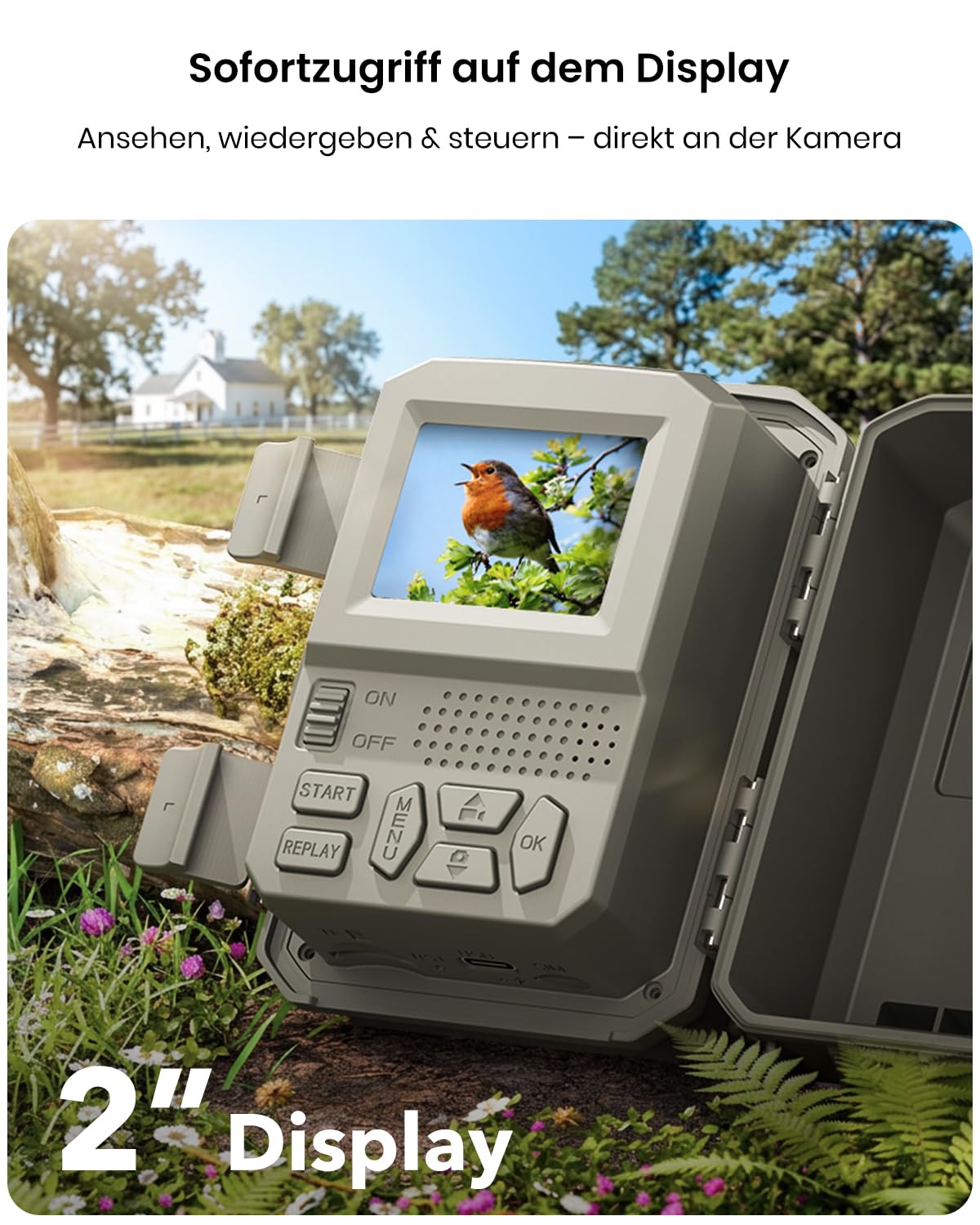 Misstech 4K 64MP UHD Solar Wildkamera mit Handyübertragung App, Klare Nachtsicht, Solar-autark, 0,1s Bewegungsmelder, Ohne ABO, Lokal Gespeichert, Datensicher, IP66 für Garten & Naturschutz