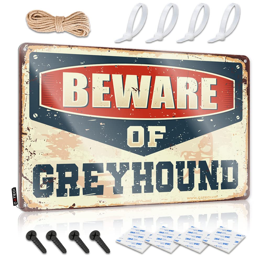 HELIOFORGE Metal Signs Decor Beware Of Greyhound Sign Bar Sign For Home Decor Bar Signs For Home Bar Fun(30X40CM)