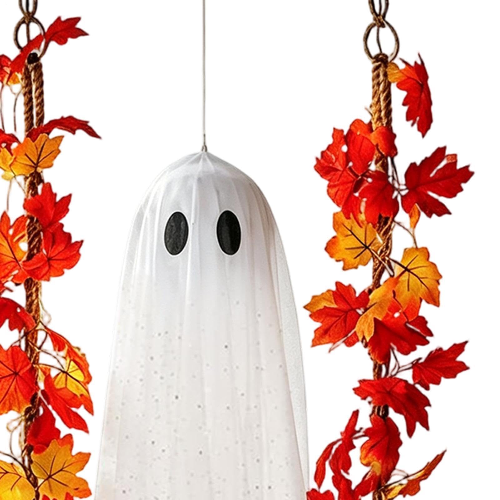 Swinging Ghost Outdoor Decor - Scary Spooky Glowing Flying Party Prop