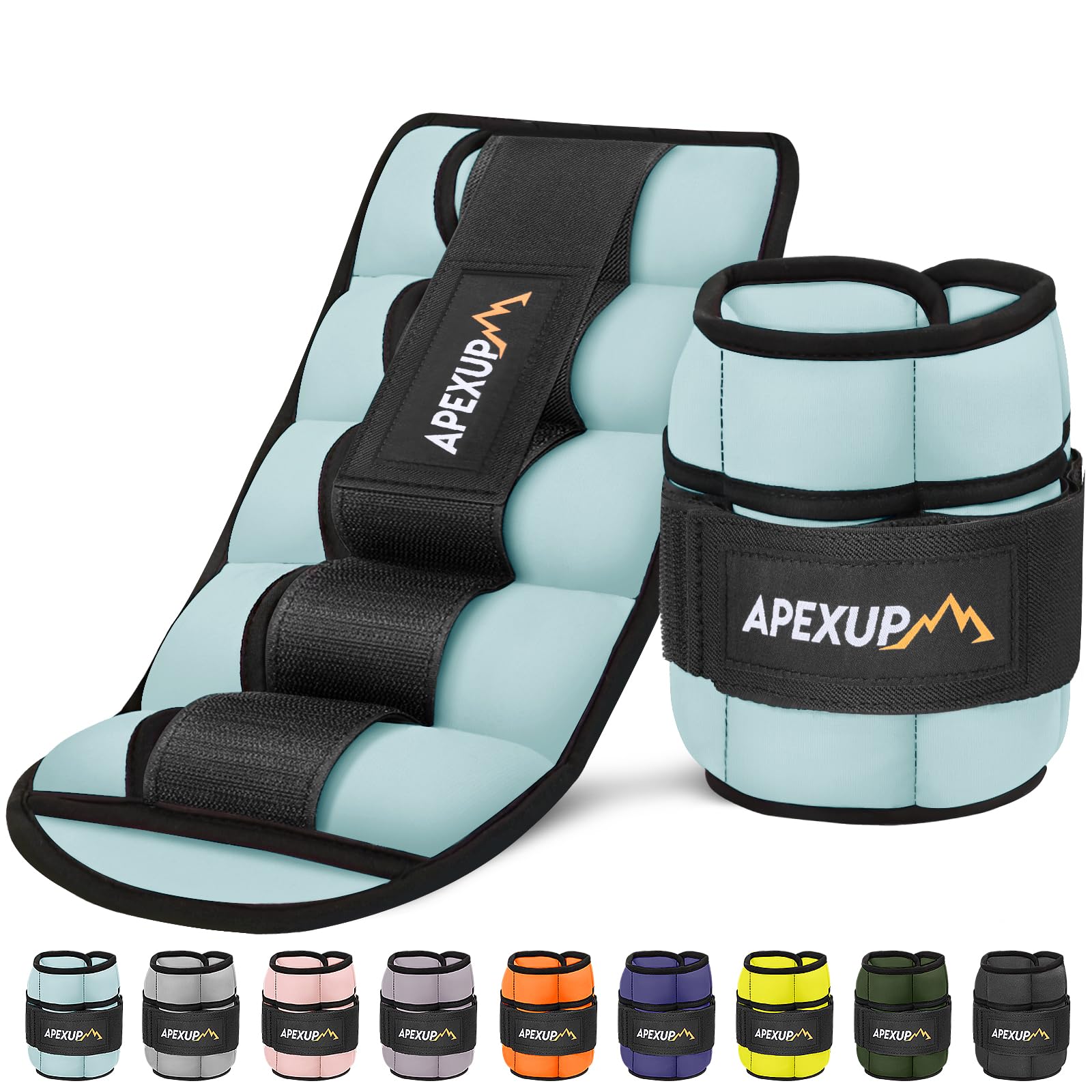 APEXUP 10lbs Pair Adjustable Ankle Weights for Women and Men Modularized Leg Weight Straps for Yoga Walking Running