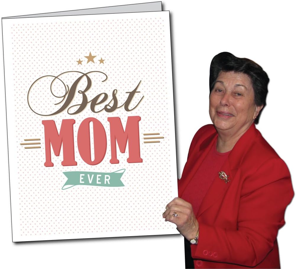 VictoryStore Jumbo Greeting Cards: Giant Mother's Day Card (Best Mom Ever) 2 feet x 3 feet Card with Envelop