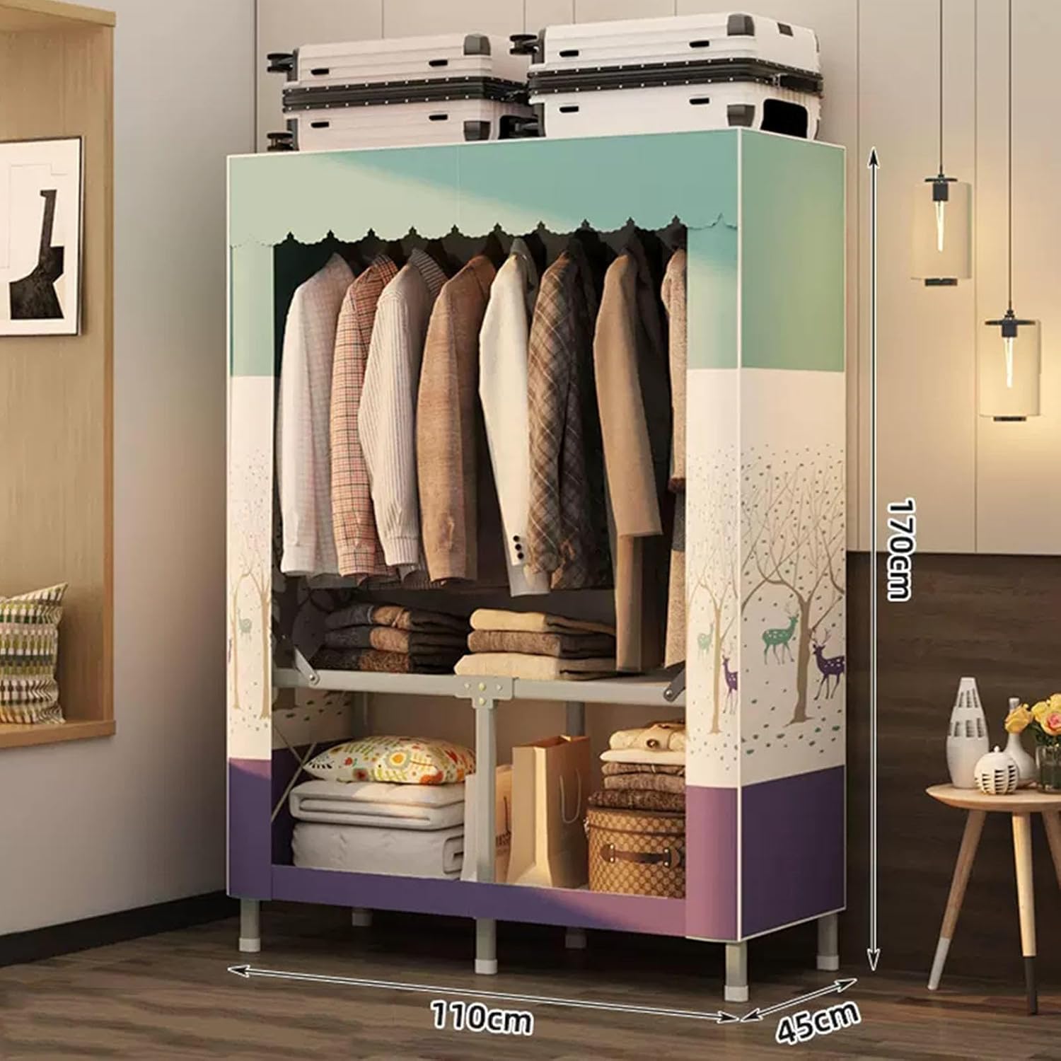 Wardrobe, Canvas Wardrobe, Fabric Wardrobes for Bedroom, Portable Wardrobe Shelves, Fabric Closet,A-110x45x170cm