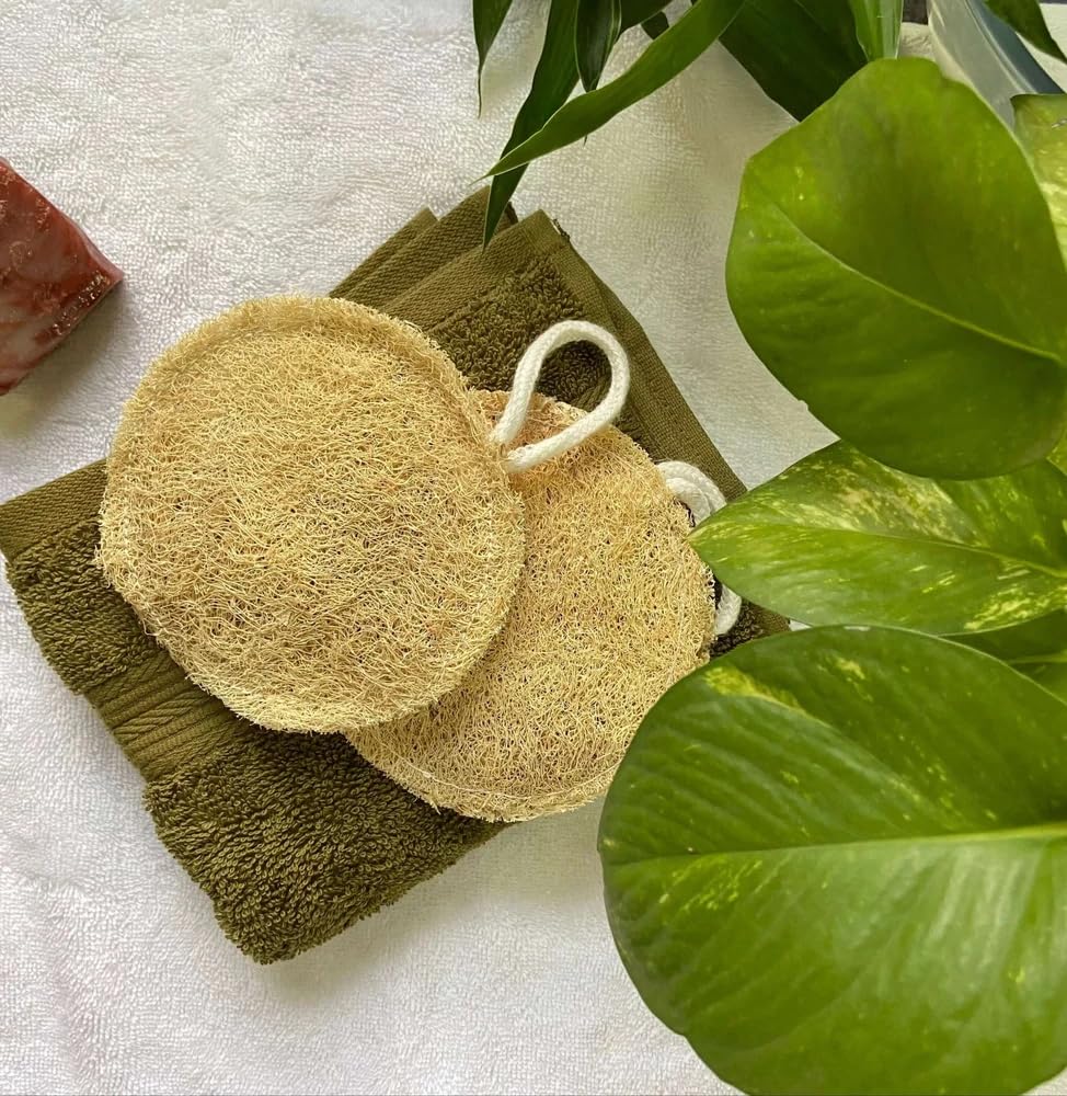 Natural Loofah Bath Sponge, Sponge Gourd Fiber, for Gentle Exfoliation, Set of 2-picture-24