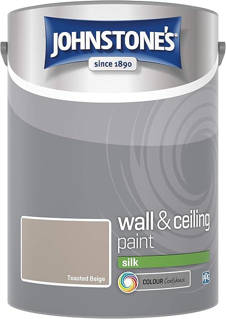 Johnstone's - Wall & Ceiling Paint - Toasted Beige - Silk Finish - Emulsion Paint - Fantastic Coverage - Easy to Apply - Dry in 1-2 Hours - 12m2 Coverage per Litre - 5L