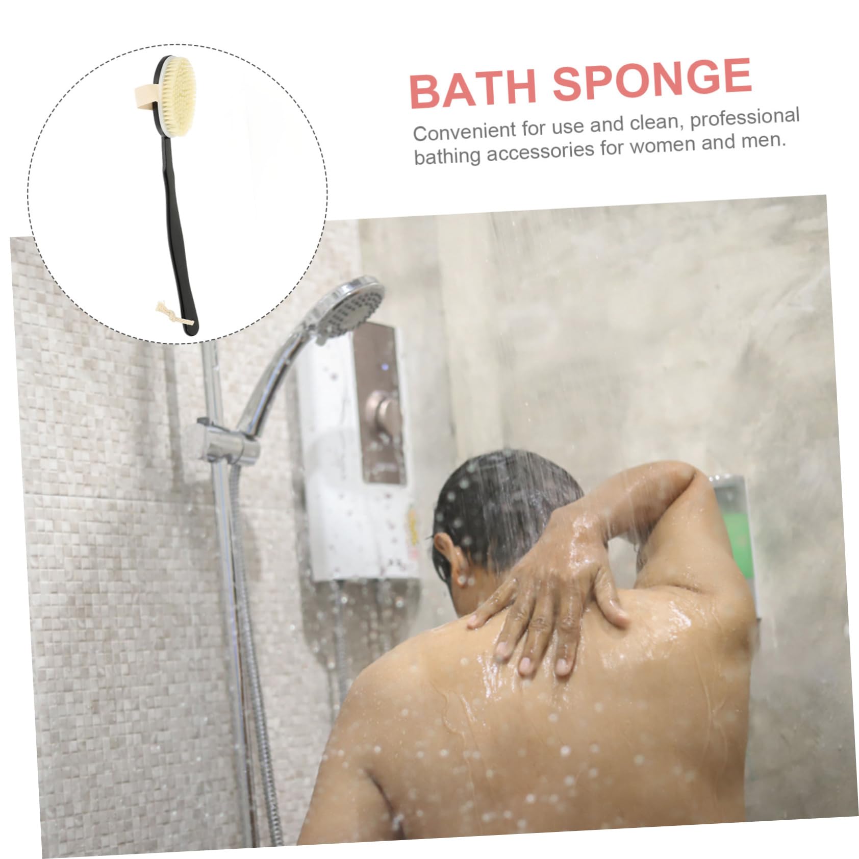 5St Badebürste Massagebürste Rückenschrubber körperbürste duschzubehör duschbürste Rückenwäscher für die Badewanne Bademassage-Reinigungsbürste Rückenbürste zum Duschen pp Black FRCOLOR