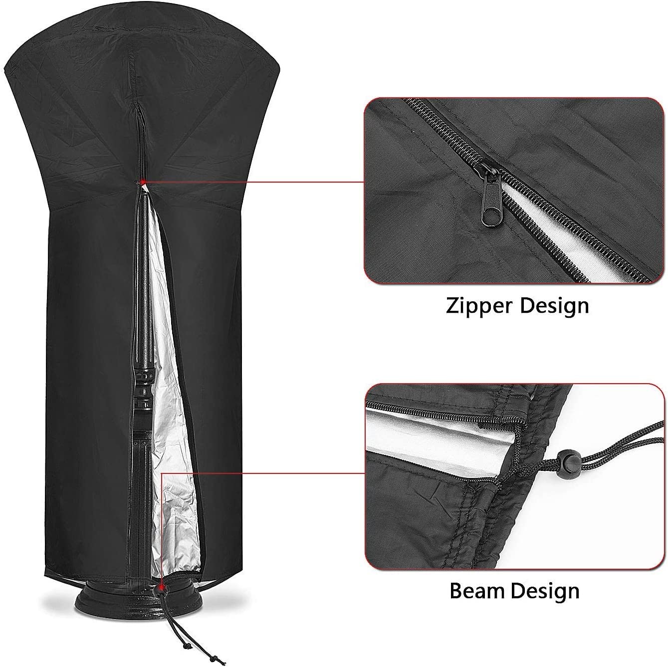 Comius Sharp Patio Heater Cover, Impermeabile Copertura Riscaldatore Patio, Telo Protettivo per Stufa a Fungo da Esterni 226 x 85 x 48 cm